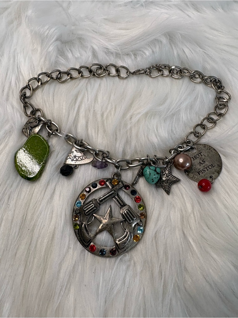 Multicolor Charm Statement Necklace with Star & jewel Pendant - Picture 3 of 5